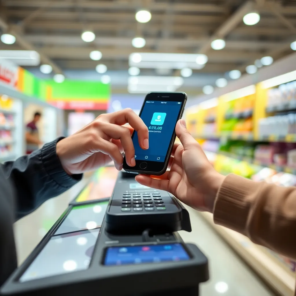 Бесконтактная оплата с помощью смартфона в казахстанском магазине